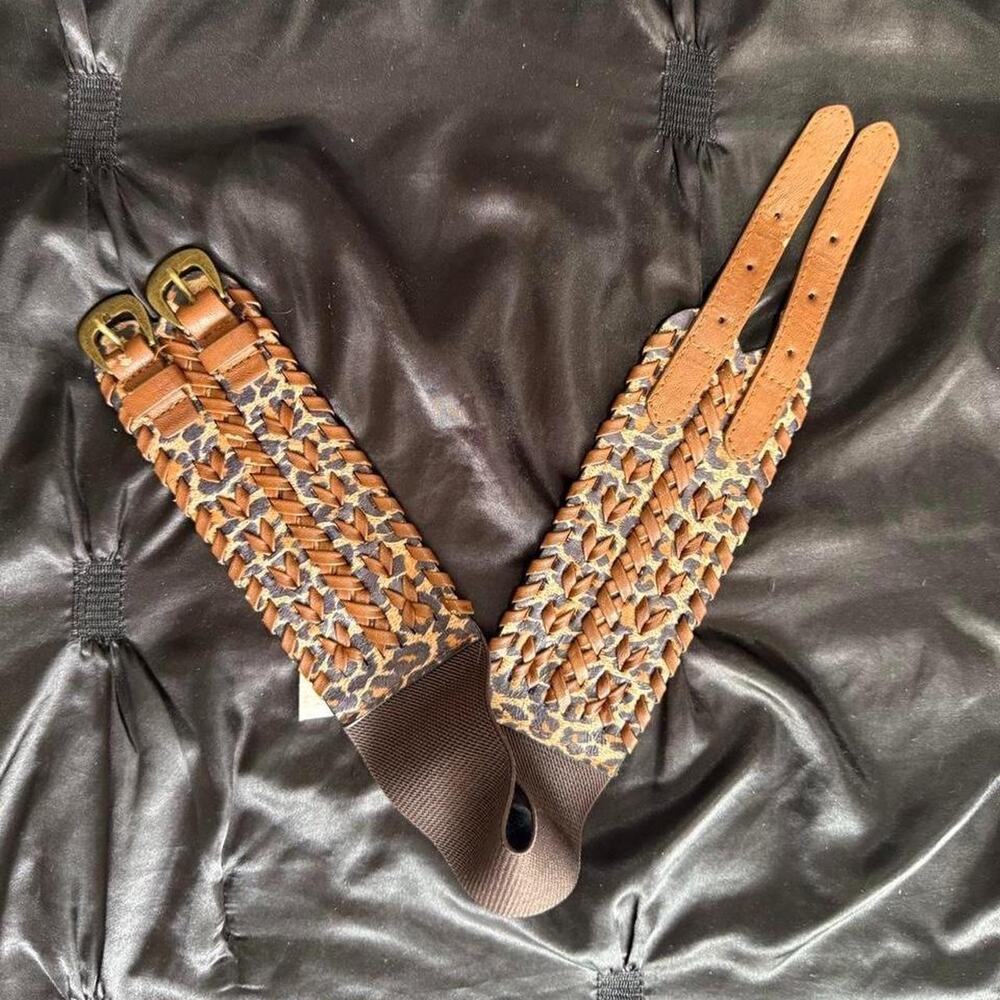 Brown cheetah woven belt